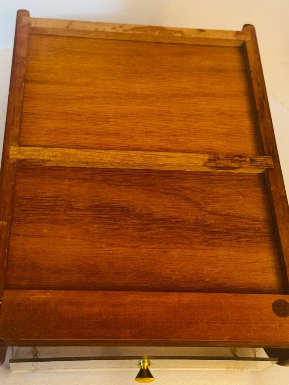 MCM London Leather Wooden Jewelry Box 9.5 Valet Case Inlaid Divided Storage